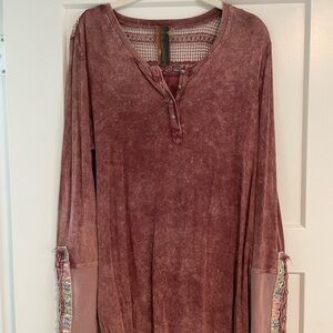 Bohemian Long Sleeve Top in Dusty Rose